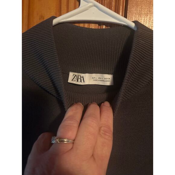 Zara women’s Skater Sweater Knit Dress Grey fit and flare size large - Picture 4 of 4